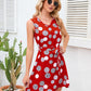 Tied Polka Dot V-Neck Dress
