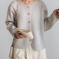 Bow Button Down Round Neck Long Sleeve Cardigan