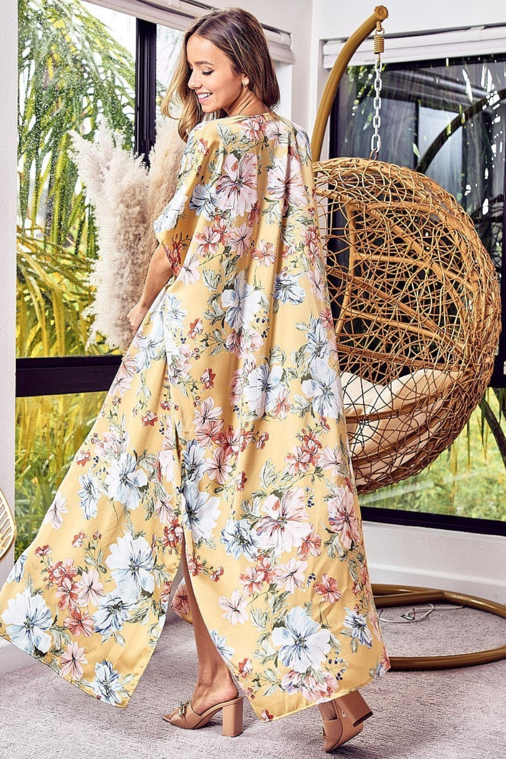 BiBi Floral Side Slit Longline Cardigan - Brand BiBi