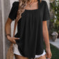 Ruched Square Neck Short Sleeve Blouse