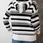 Drawstring Striped Long Sleeve Hooded Sweater