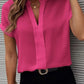 Full Size Notched Short Sleeve Blouse
