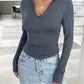 Notched Long Sleeve T-Shirt