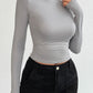 Mock Neck Long Sleeve T-Shirt