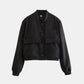 Pocketed Snap Down Baseball Collar Jacket