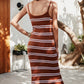 Striped Scoop Neck Spaghetti Strap Sweater Dress