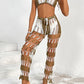 Cutout Halter Neck Top and Pants Two-Piece Swim Set