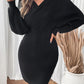 Perfee Surplice Long Sleeve Sweater Dress