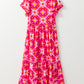 Printed Notched Cap Sleeve Dress