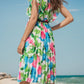 FULL SIZE Ruffled Printed Surplice Cap Sleeve Dress