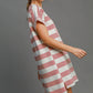 Umgee Peace Applique Striped Short Sleeve Mini Dress