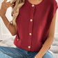 Perfee Pocketed Round Neck Cap Sleeve Cardigan