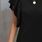 Round Neck Flounce Sleeve Blouse