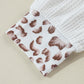 Waffle-Knit Leopard Johnny Collar Long Sleeve Top