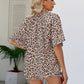 Leopard Notched Half Sleeve Blouse