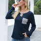 Cutout Leopard Round Neck Long Sleeve T-Shirt