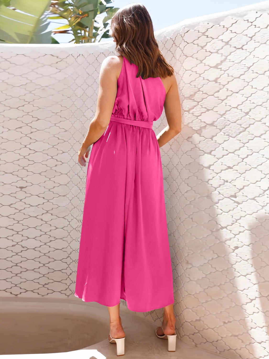 Full Size Single Shoulder Midi Dress