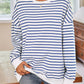 Lovelet Striped Round Neck Long Sleeve Sweatshirt