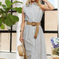 ADORA Striped Button Down Sleeveless Midi Dress