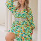 Plus Size Printed Surplice Long Sleeve Mini Dress