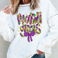 MARDI GRAS White Round Neck Long Sleeve Sweatshirt