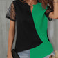 Color Block Notched Short Sleeve T-Shirt
