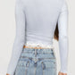 Devine Lace Detail V-Neck Long Sleeve T-Shirt
