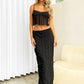 Square Neck Sleeveless Top and Ruched Skirt Set