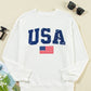 US Flag White Corded Long Sleeve Sweatshirt