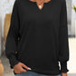 Textured Notched Lantern Sleeve T-Shirt