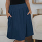 Elastic Waist Skirt with Pockets