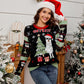 Contrast Christmas Pattern Round Neck Sweater