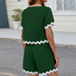 Contrast Trim Round Neck Top and Shorts Set
