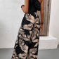 Ruffled Sleeveless Top and Printed Pants Set