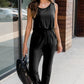 Drawstring Round Neck Sleeveless Jumpsuit