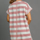 Umgee Peace Applique Striped Short Sleeve Mini Dress