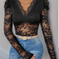 Perfee Lace V-Neck Long Sleeve Bodysuit