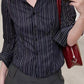 Devine Striped Collared Neck Long Sleeve Shirt