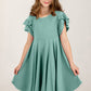 LITTLE GIRLS YOUTH Round Neck Petal Sleeve Dress