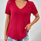 Full Size Lace Detail V-Neck Short Sleeve T-Shirt
