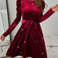 Glitter Round Neck Puff Sleeve Dress