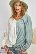 BiBi Twist Front Contrast Cable Knit Top - Brand BiBi