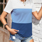 Color Block Round Neck Short Sleeve T-Shirt