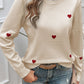 Devine Lace Detail Heart Long Sleeve Sweater