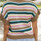 Contrast Round Neck Short Sleeve Sweater