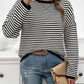 Striped Round Neck Dropped Shoulder Sweater