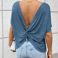 Backless Twisted Round Neck Half Sleeve T-Shirt