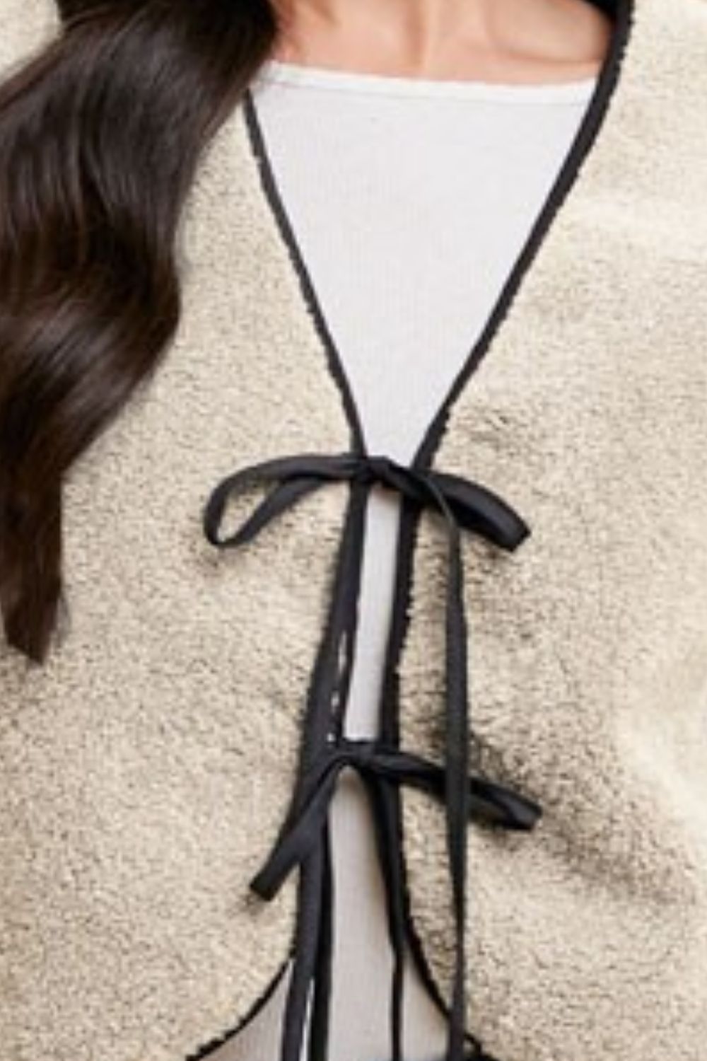 Annie Wear V-Neck Tie Detail Vest Coat *