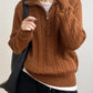 Cable-Knit Half Zip Long Sleeve Sweater