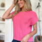 Double Take Full Size Cable-Knit Round Neck Short Sleeve Sweater